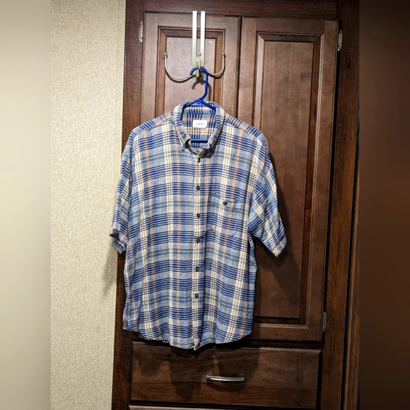 COPY - Miller Gauze textured, button down, men plaid shirt. Size XL. - Picture 1 of 6